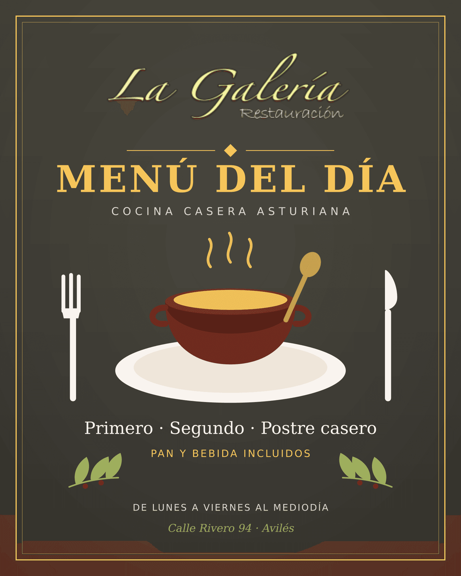 Menú del día de La Galería - Jueves 15